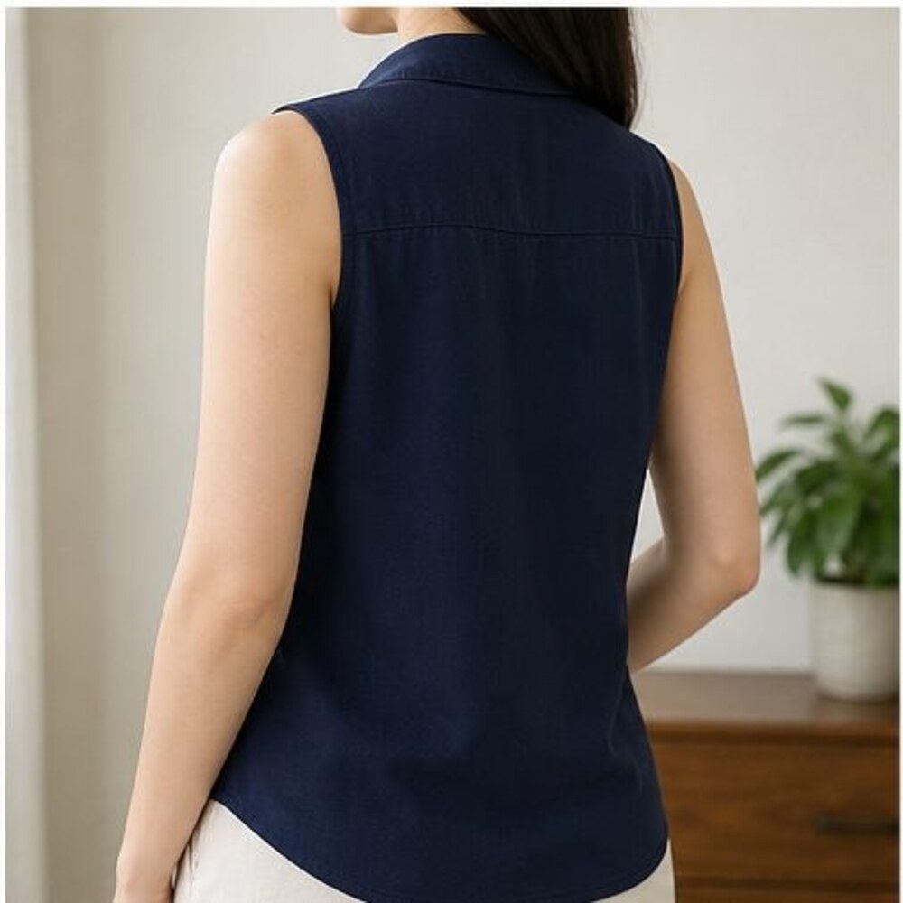 Navy Ruffle Blouse - Picture 3 of 6